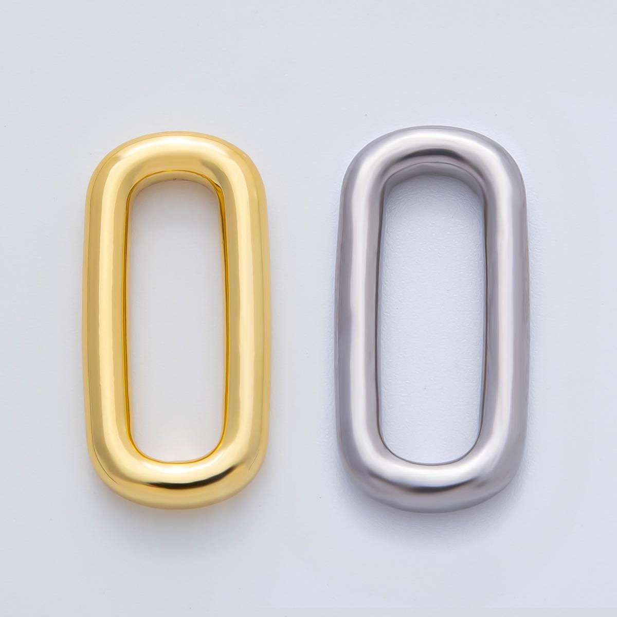 18K Gold Plated 26mm Polished Long Oblong Oval Finding in Gold & Silver | Z1434