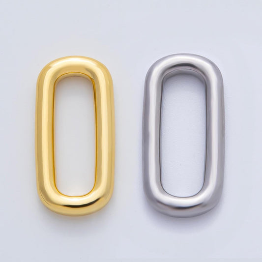 18K Gold Plated 26mm Polished Long Oblong Oval Finding in Gold & Silver | Z1434