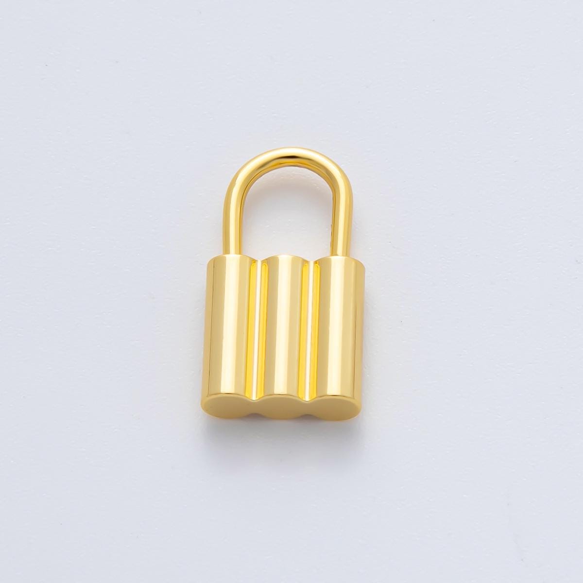 18K Gold Plated 17mm Padlock Triple Tube Finding in Gold & Silver | Z1435