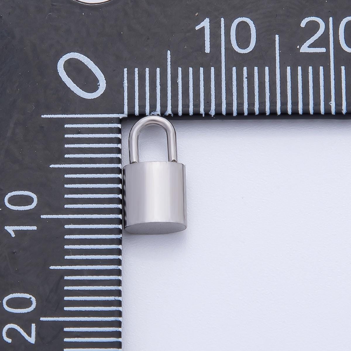 18K Gold Plated 11mm Dainty Tube Padlock Finding in Gold & Silver | Z1436