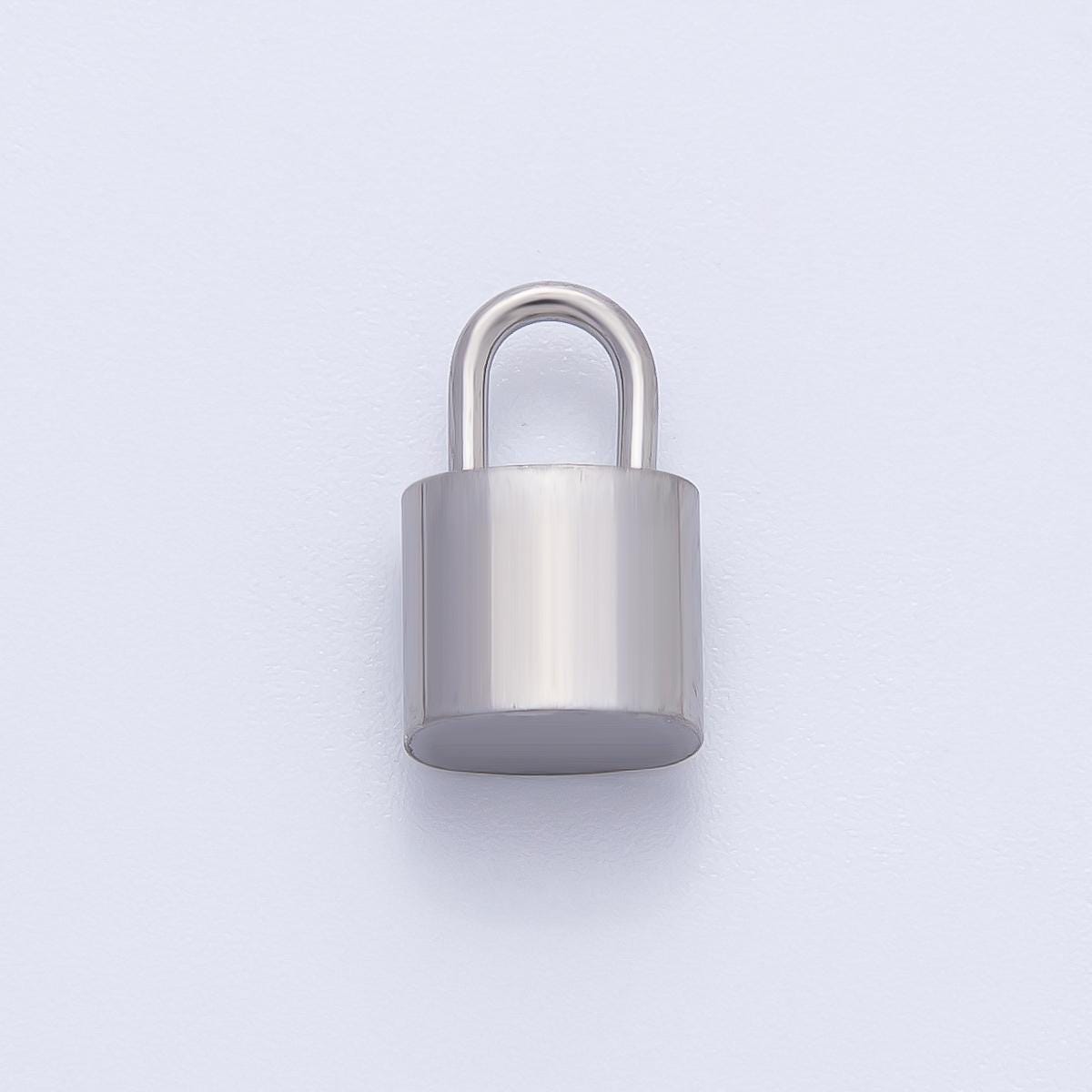 18K Gold Plated 13mm Thick Tube Padlock Finding in Gold & Silver | Z1437