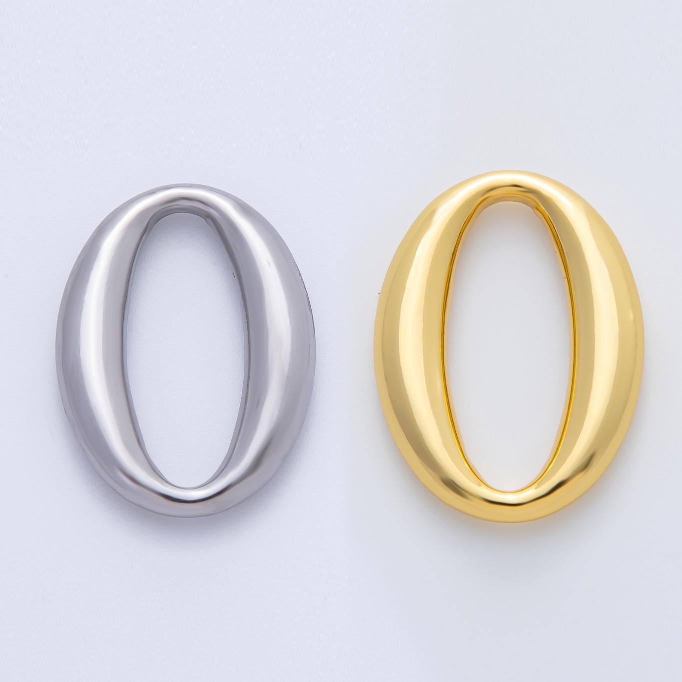 18K Gold Plated 32mm Oblong Oval Finding in Gold & Silver | Z1438