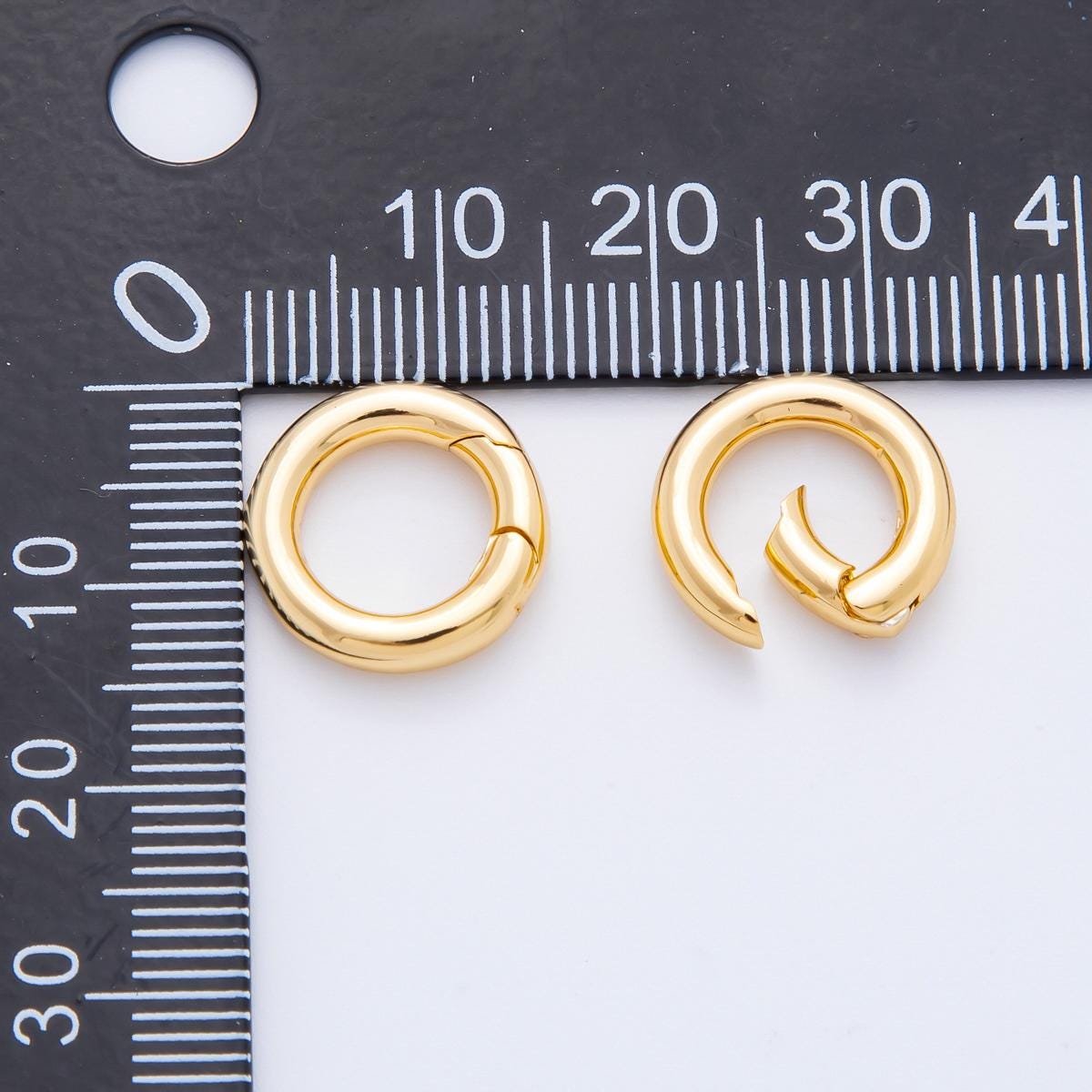 18K Gold Filled 14mm Minimalist Dainty Round Push Gate Clasp Charm Finding | Z1421