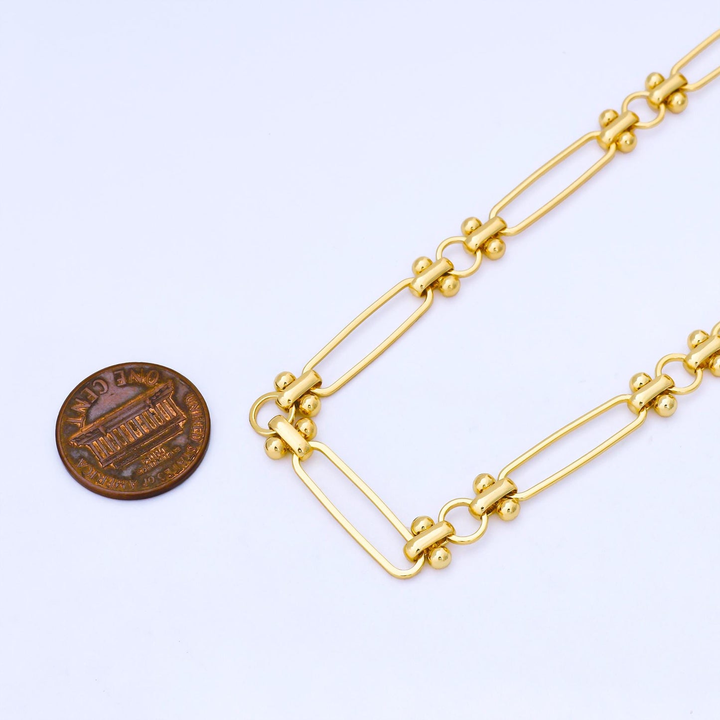 24K Gold Filled 6mm Bead Paperclip Unfinished Chain by Yard Jewelry making and supply Necklace Findings wholesale | Roll-1995