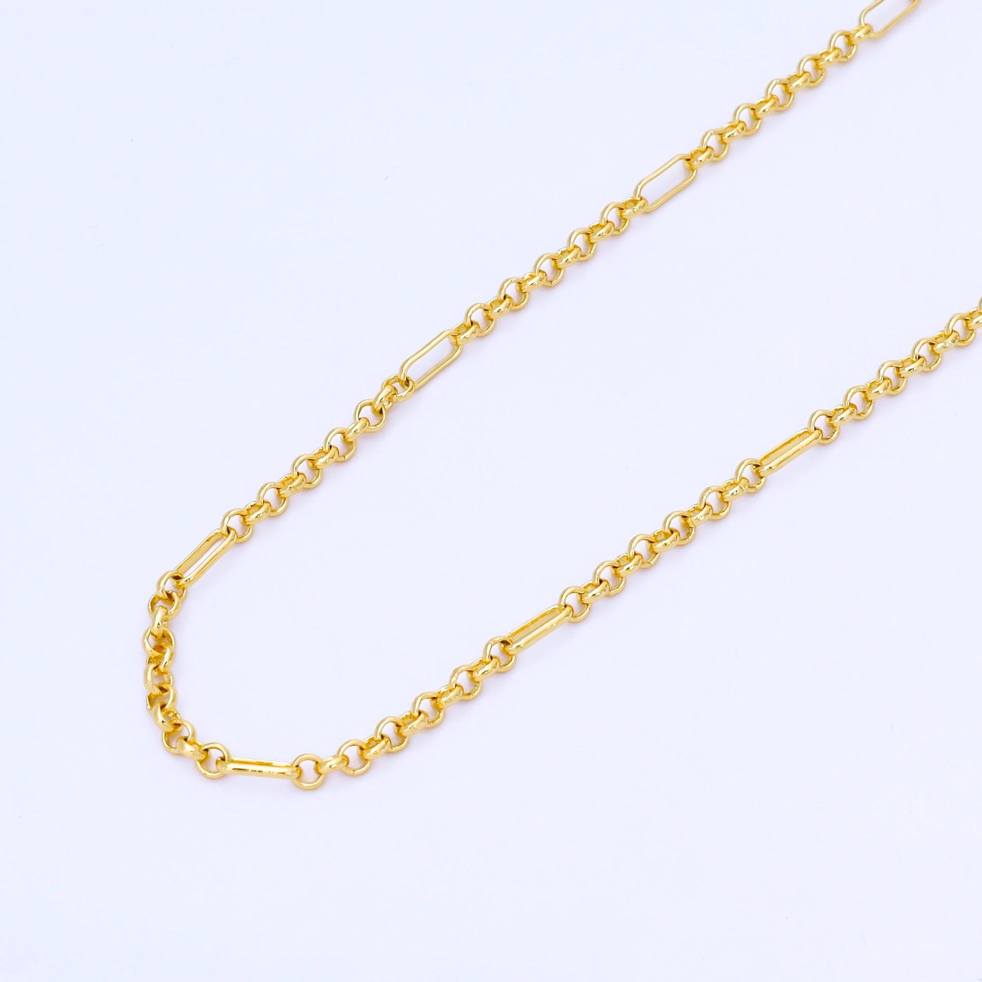 24K Gold Filled 2.6mm Dainty Rolo Paperclip Unfinished Chain by Yard Jewelry making and supply Necklace Findings wholesale | Roll-1993