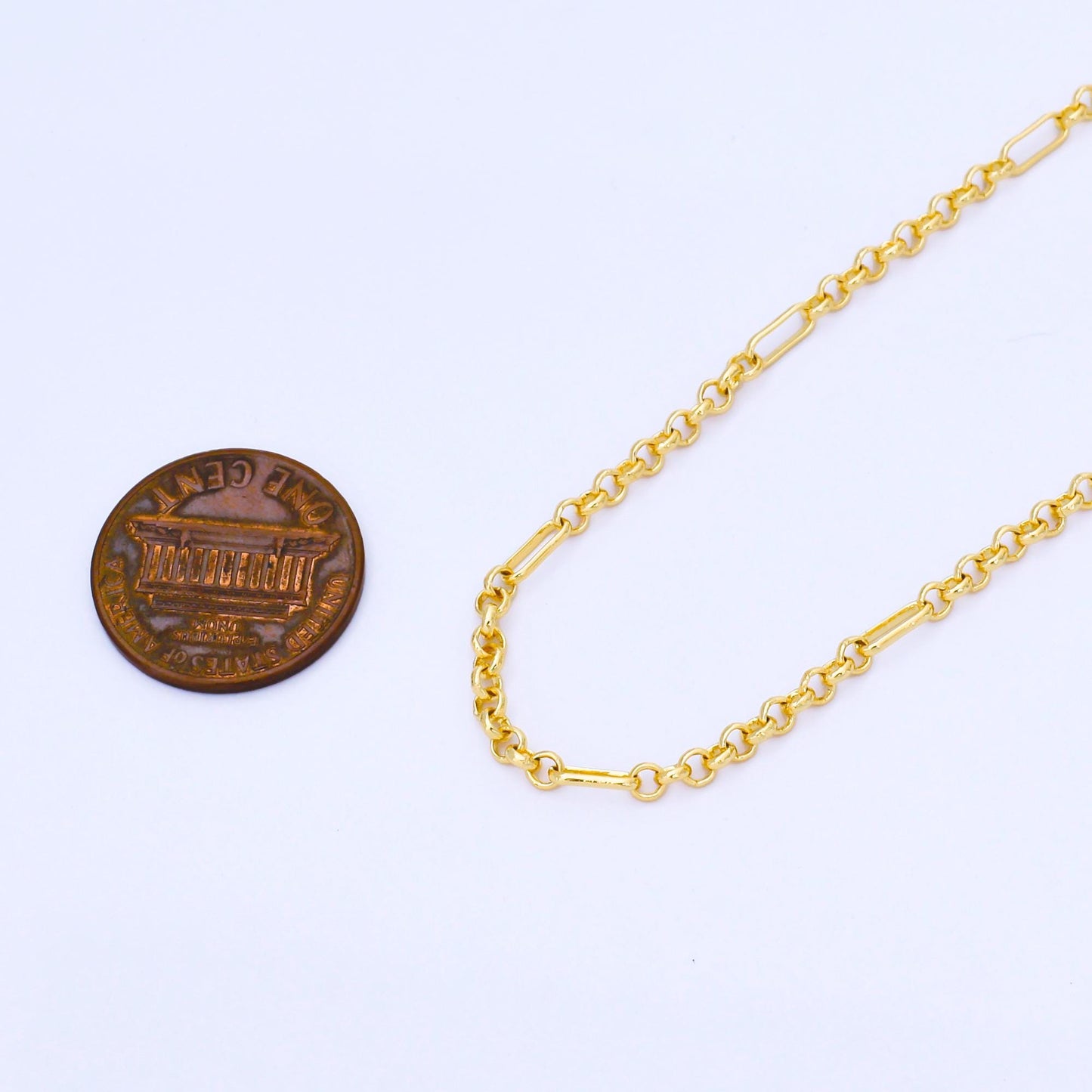 24K Gold Filled 2.6mm Dainty Rolo Paperclip Unfinished Chain by Yard Jewelry making and supply Necklace Findings wholesale | Roll-1993