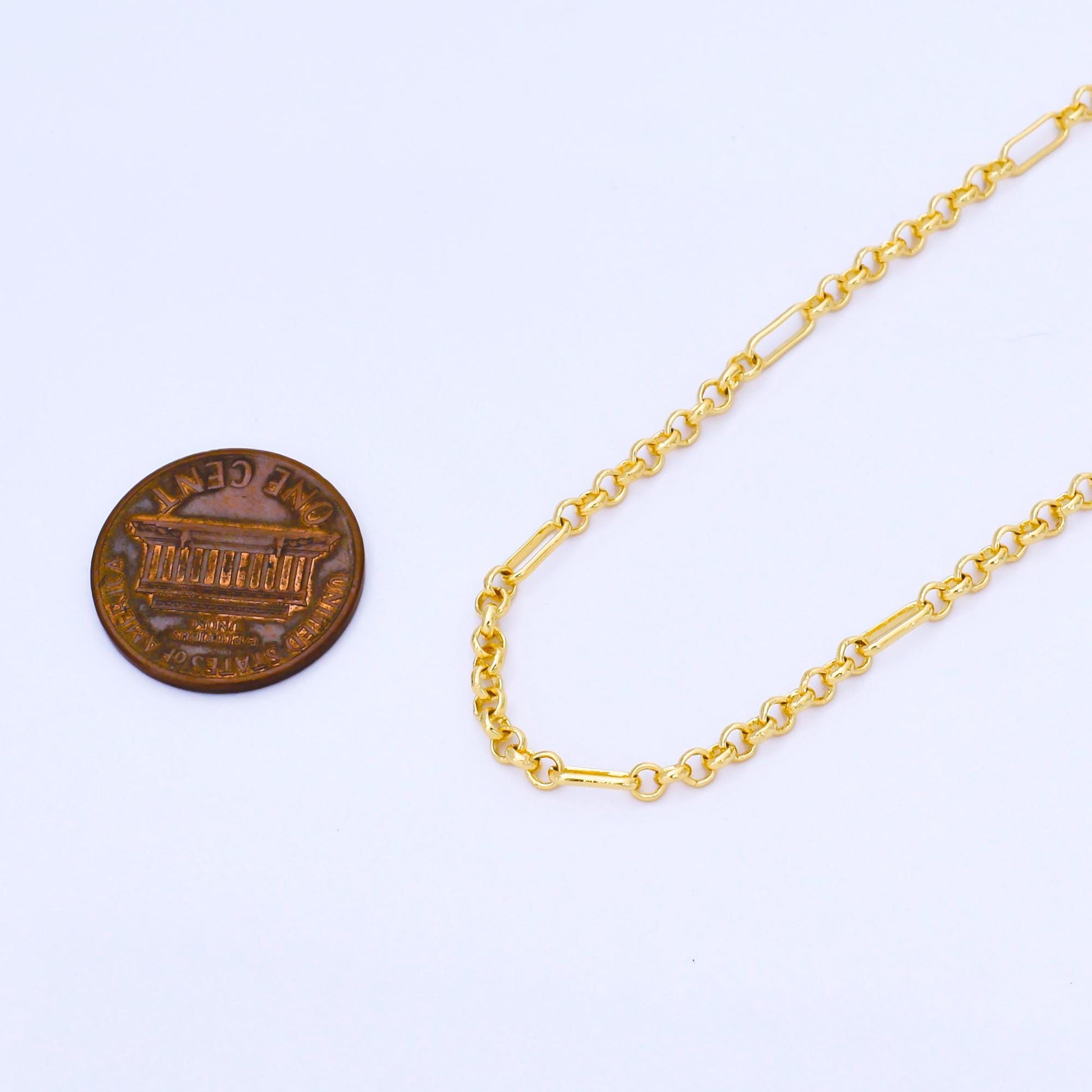 24K Gold Filled 2.6mm Dainty Rolo Paperclip Unfinished Chain by Yard Jewelry making and supply Necklace Findings wholesale | Roll-1993