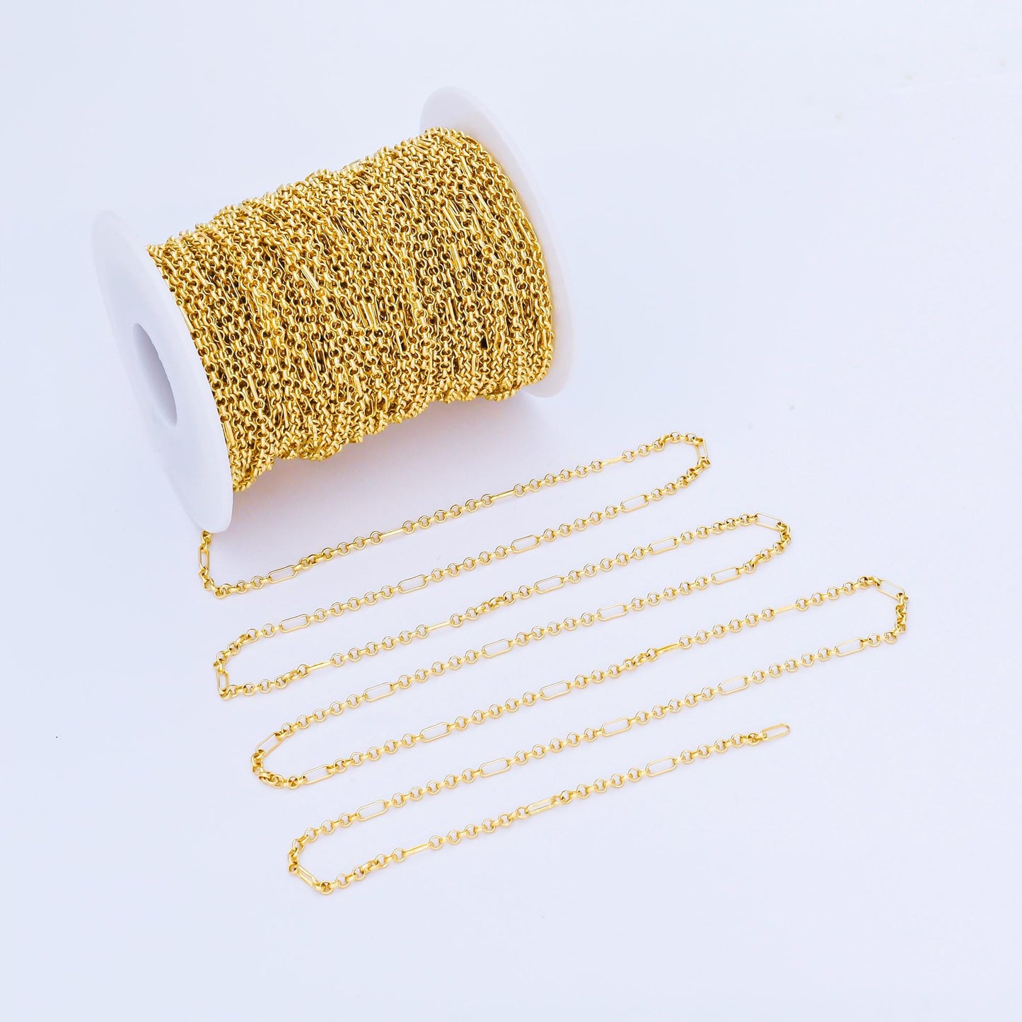 24K Gold Filled 2.6mm Dainty Rolo Paperclip Unfinished Chain by Yard Jewelry making and supply Necklace Findings wholesale | Roll-1993