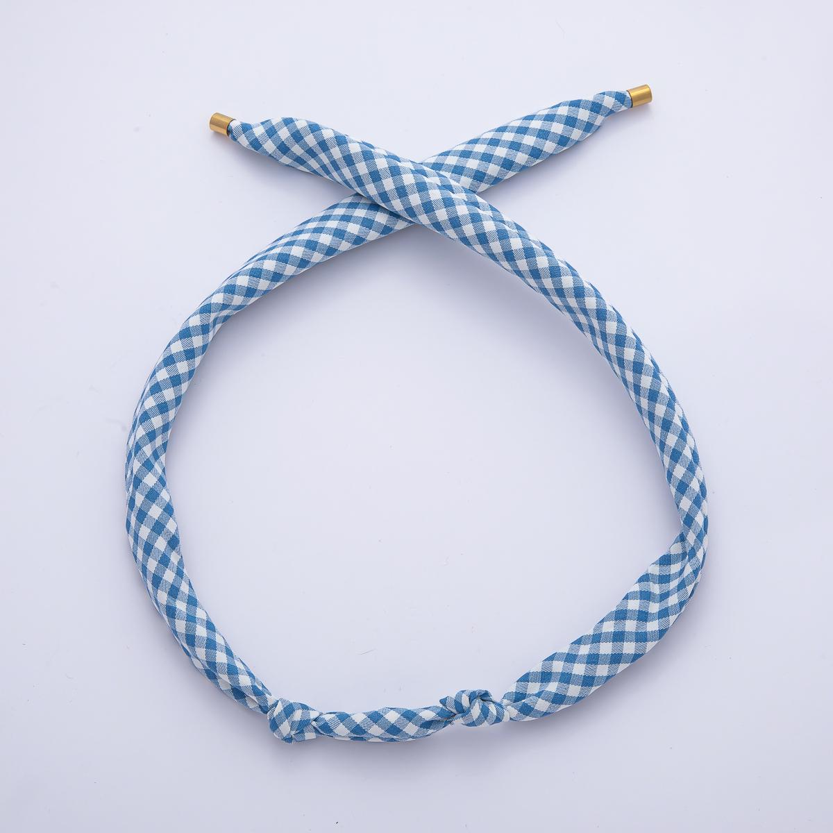 Gold Stainless Steel 24mm Red, Black, Yellow, Blue Gingham Handmade Vintage Bandana Scarf Necklace Make your own Scarf PVD Supply | WA-01253