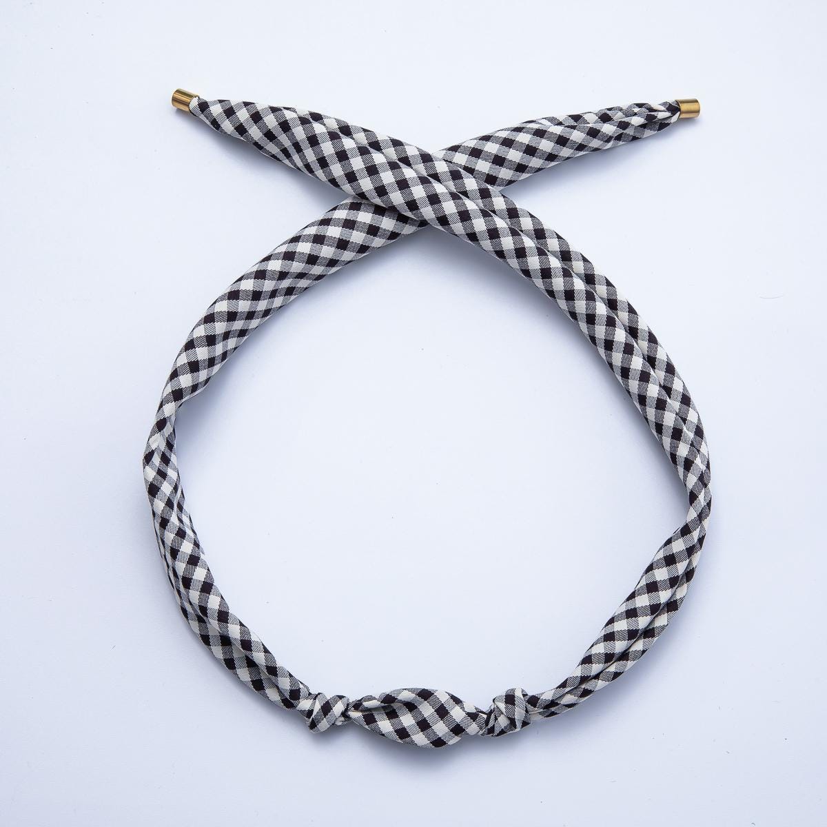 Gold Stainless Steel 24mm Red, Black, Yellow, Blue Gingham Handmade Vintage Bandana Scarf Necklace Make your own Scarf PVD Supply | WA-01253