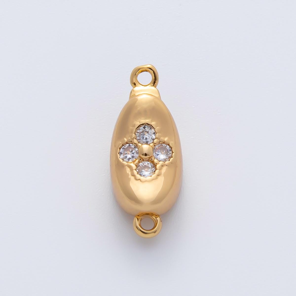 18K Gold Filled 17.5mm Round Embedded CZ Box Clasps Closure Finding | Z1462