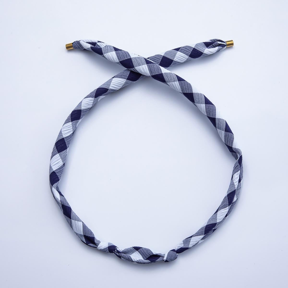 Gold Stainless Steel 24mm Red, Black, Yellow, Blue Gingham Handmade Vintage Bandana Scarf Necklace Make your own Scarf PVD Supply | WA-01253