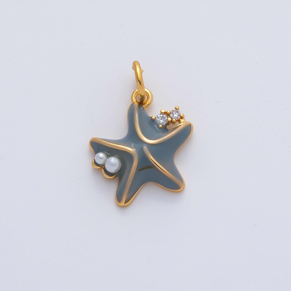 Star fish 18k gold Filled pendant sea star Enamel charm Under the Sea Beach animal pendant, diy jewelry Starfish Charm AF1428