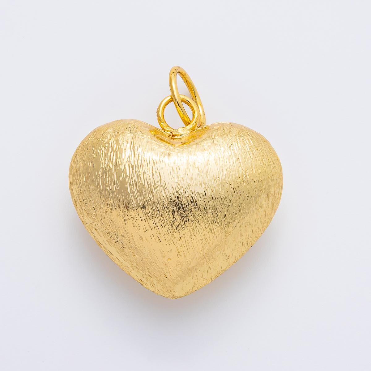 Chunky Textured Chubby Modern Gold Heart Shape Pendant Charm Necklace Jewelry Supply DIY Jewelry Findings in 18k Gold Filled Pendant AF-1350