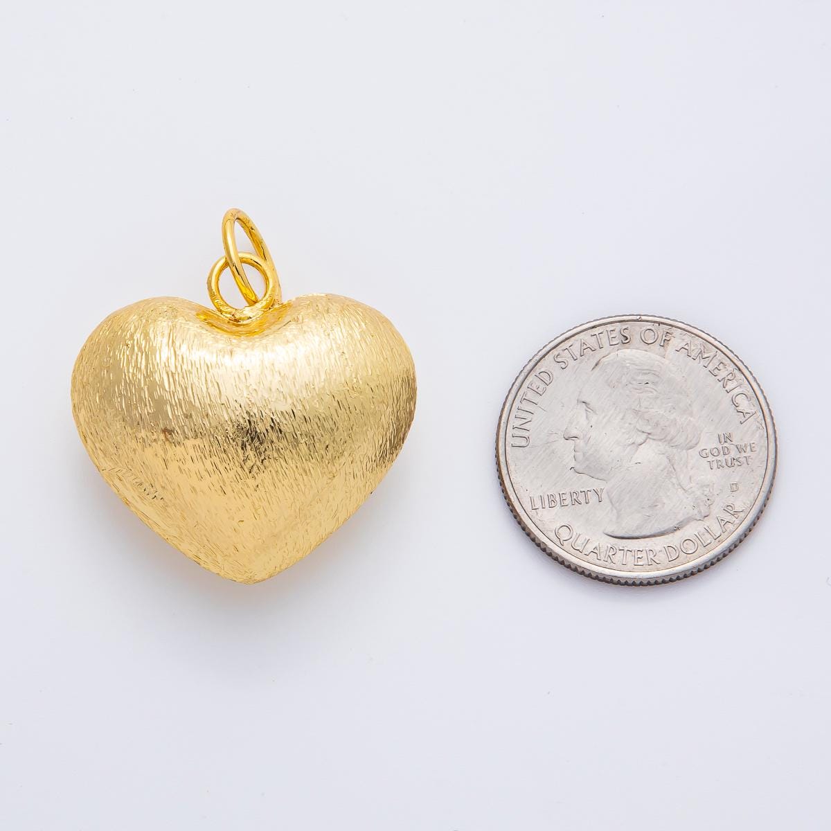 Chunky Textured Chubby Modern Gold Heart Shape Pendant Charm Necklace Jewelry Supply DIY Jewelry Findings in 18k Gold Filled Pendant AF-1350
