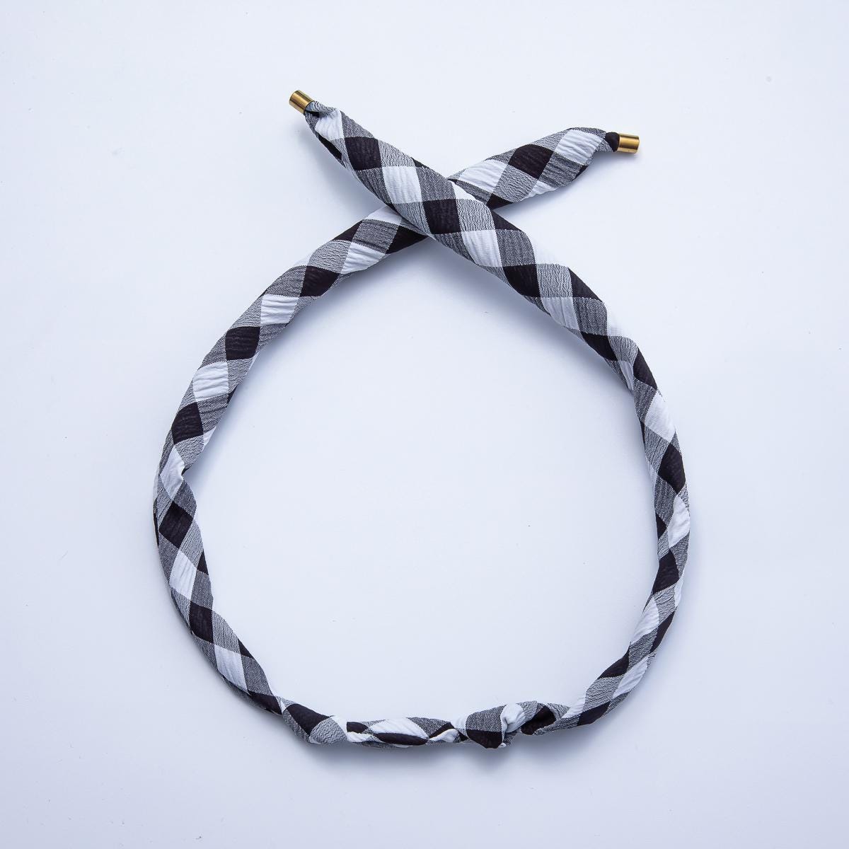 Gold Stainless Steel 24mm Red, Black, Yellow, Blue Gingham Handmade Vintage Bandana Scarf Necklace Make your own Scarf PVD Supply | WA-01253