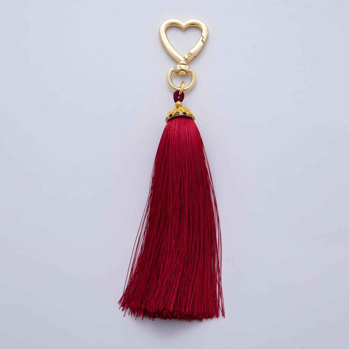 18K Gold Filled 170mm Blue, Black, Red Silky Thread Tassel Charm Keychain Accessories Bag Charm Accessory gifts for women bag clip| WB-00213