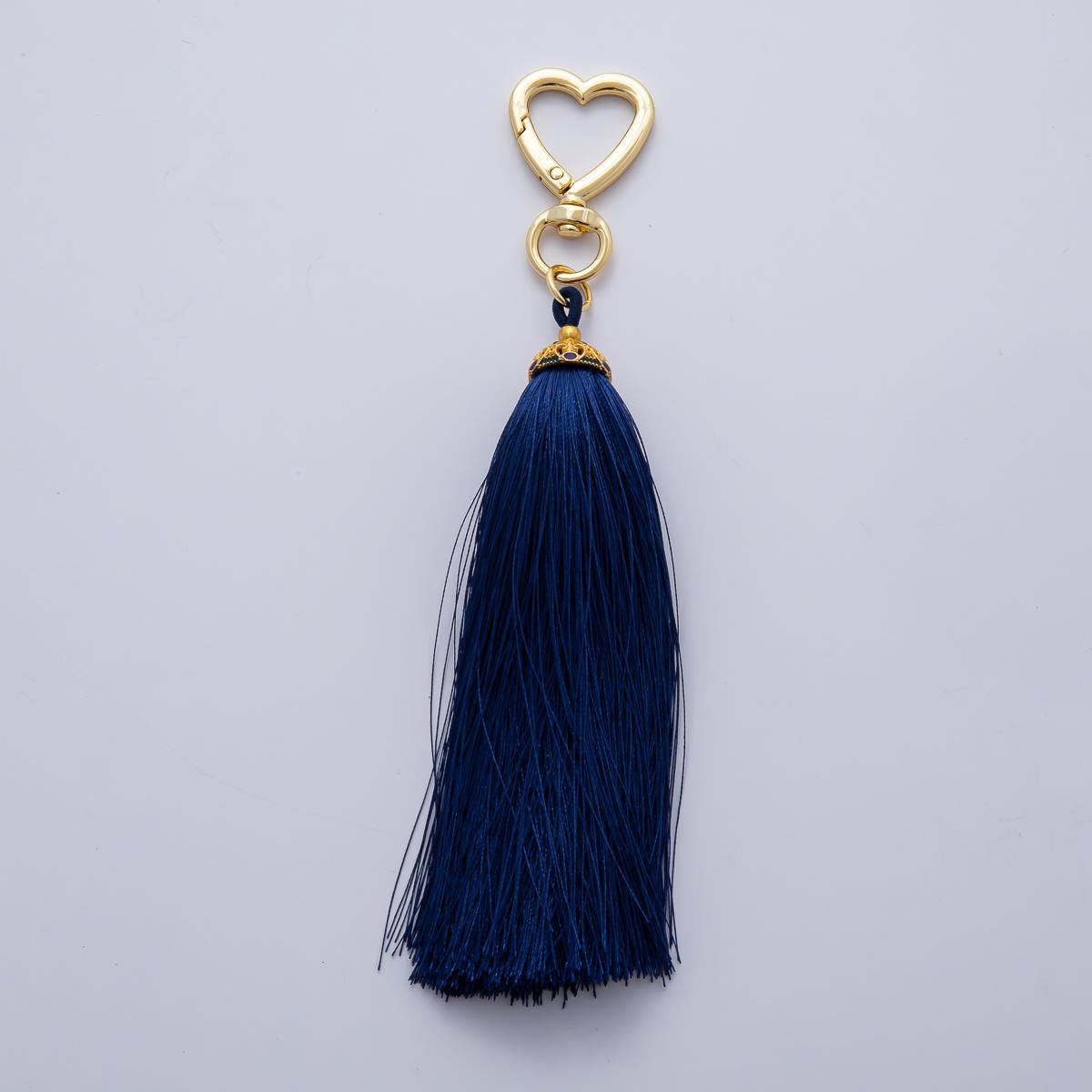 18K Gold Filled 170mm Blue, Black, Red Silky Thread Tassel Charm Keychain Accessories Bag Charm Accessory gifts for women bag clip| WB-00213