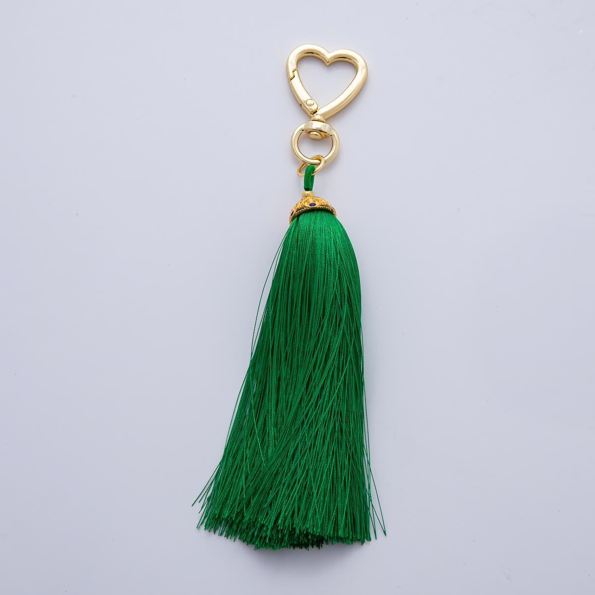 18K Gold Filled 170mm Blue, Black, Red Silky Thread Tassel Charm Keychain Accessories Bag Charm Accessory gifts for women bag clip| WB-00213
