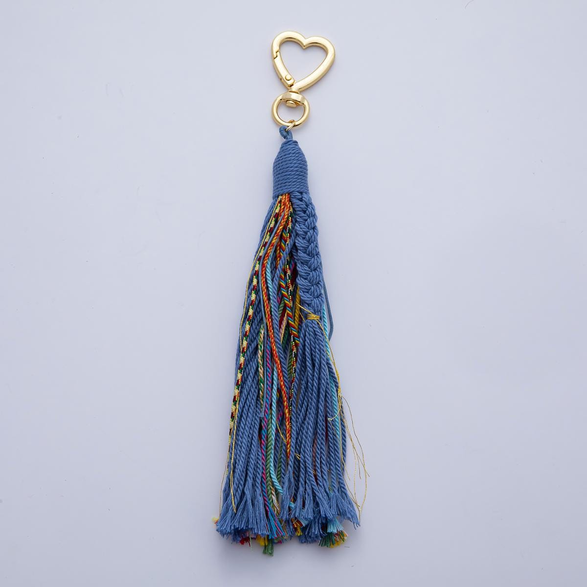18K Gold Filled 200mm Red, Khaki, Pink Mixed-Knot Tweed Cord Heart Push Gate Keychain Bag Charm Accessory gifts for women bag clip| WB-00220