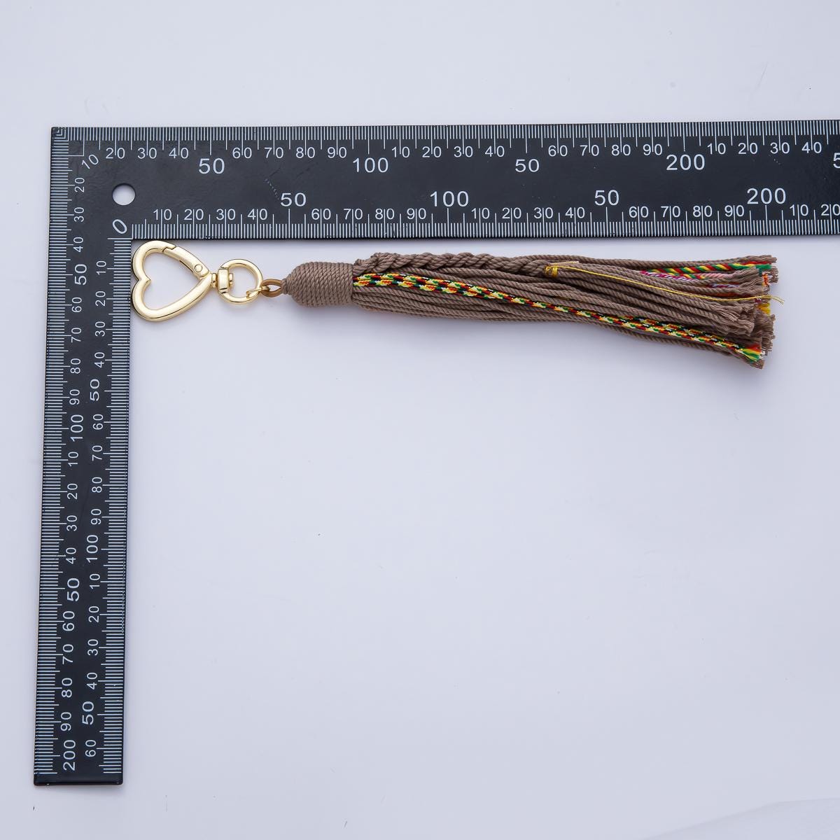 18K Gold Filled 200mm Red, Khaki, Pink Mixed-Knot Tweed Cord Heart Push Gate Keychain Bag Charm Accessory gifts for women bag clip| WB-00220