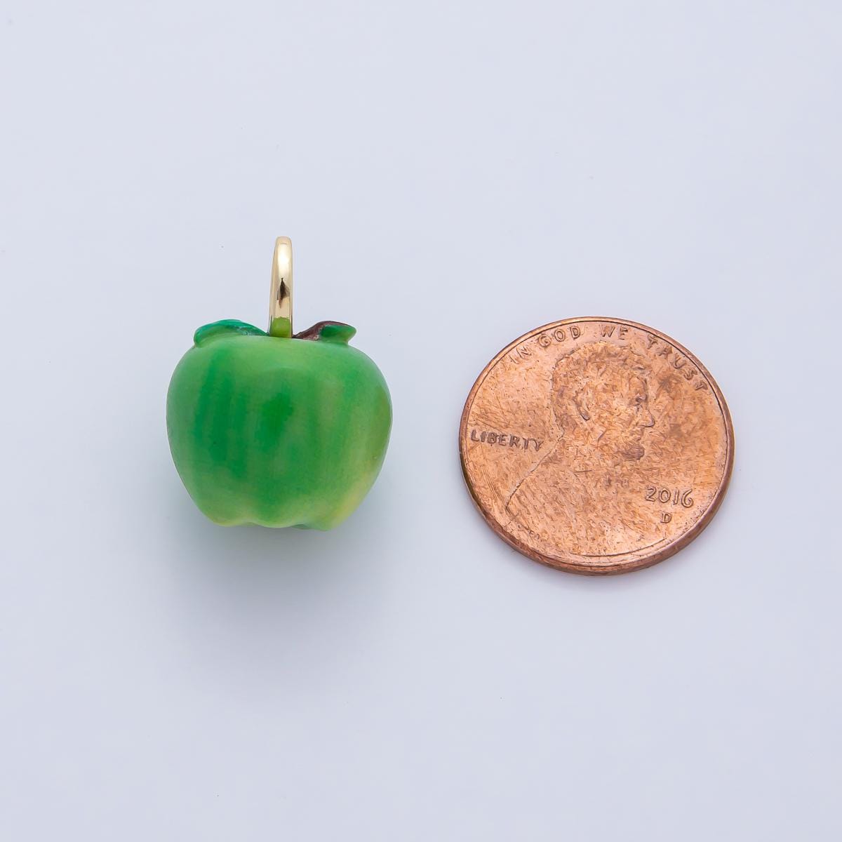 18K Gold Filled 16mm Green, Orange, Red Ceramic Apple Fruit Charm Sweet Bracelet Fruit Jewelry 3D Apple Charm Teacher Appreciation | AF1439