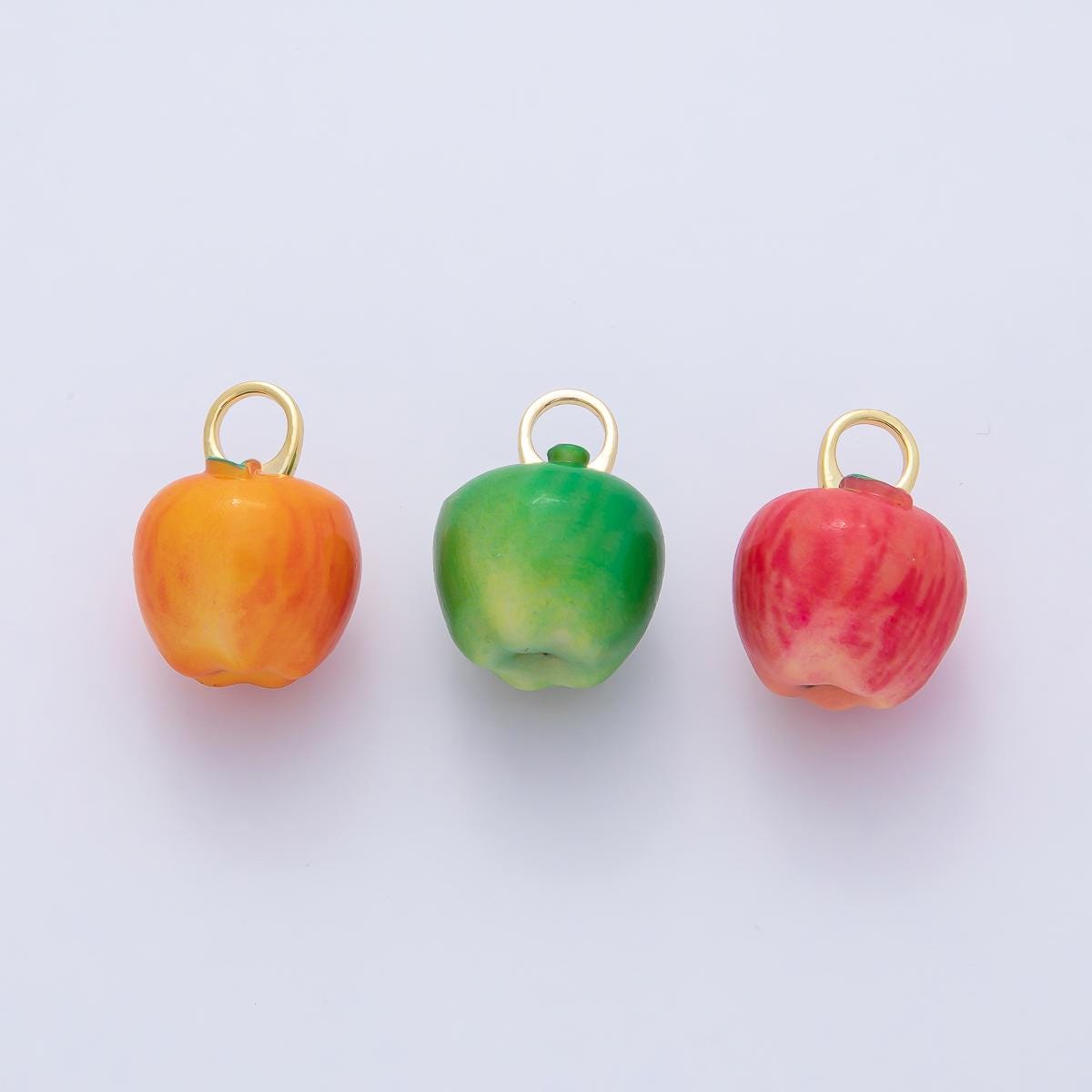 18K Gold Filled 16mm Green, Orange, Red Ceramic Apple Fruit Charm Sweet Bracelet Fruit Jewelry 3D Apple Charm Teacher Appreciation | AF1439