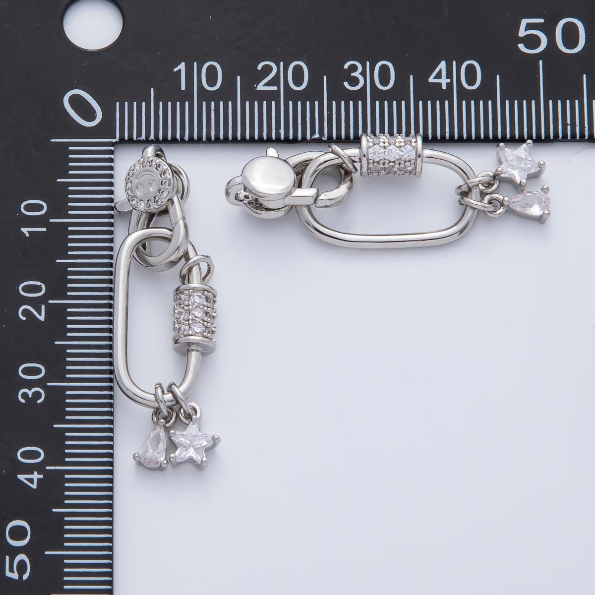 18K Gold Filled 33mm Star, Pear Cut CZ Lobster Clasp Finding Cubic Zirconia 18K Gold Filled Jewelry Connector for Chain Bag Necklace | Z1449