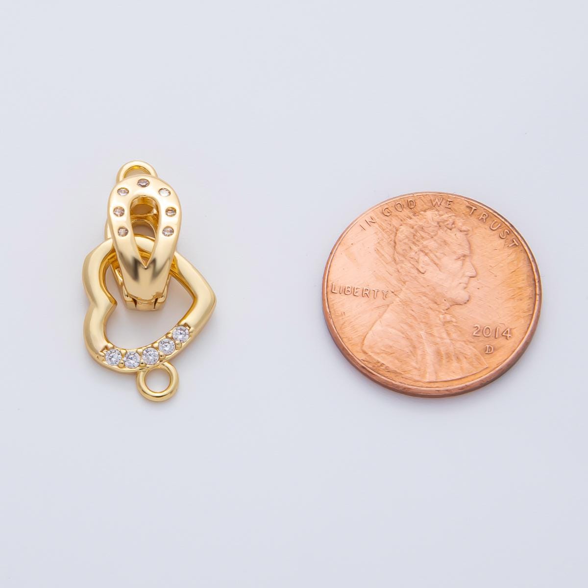 18K Gold Filled 18mm Micro Paved CZ Dainty Heart Open Loop Charm Finding connector for necklace making and bracelet keychain charm | Z1457