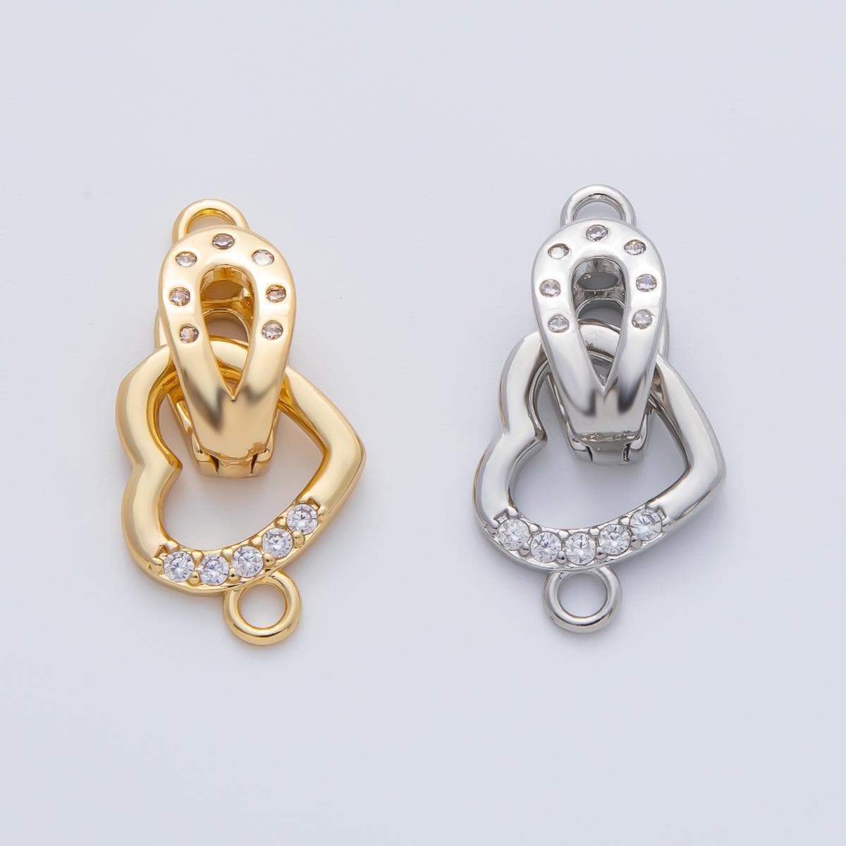 18K Gold Filled 18mm Micro Paved CZ Dainty Heart Open Loop Charm Finding connector for necklace making and bracelet keychain charm | Z1457