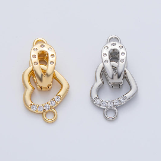 18K Gold Filled 18mm Micro Paved CZ Dainty Heart Open Loop Charm Finding connector for necklace making and bracelet keychain charm | Z1457