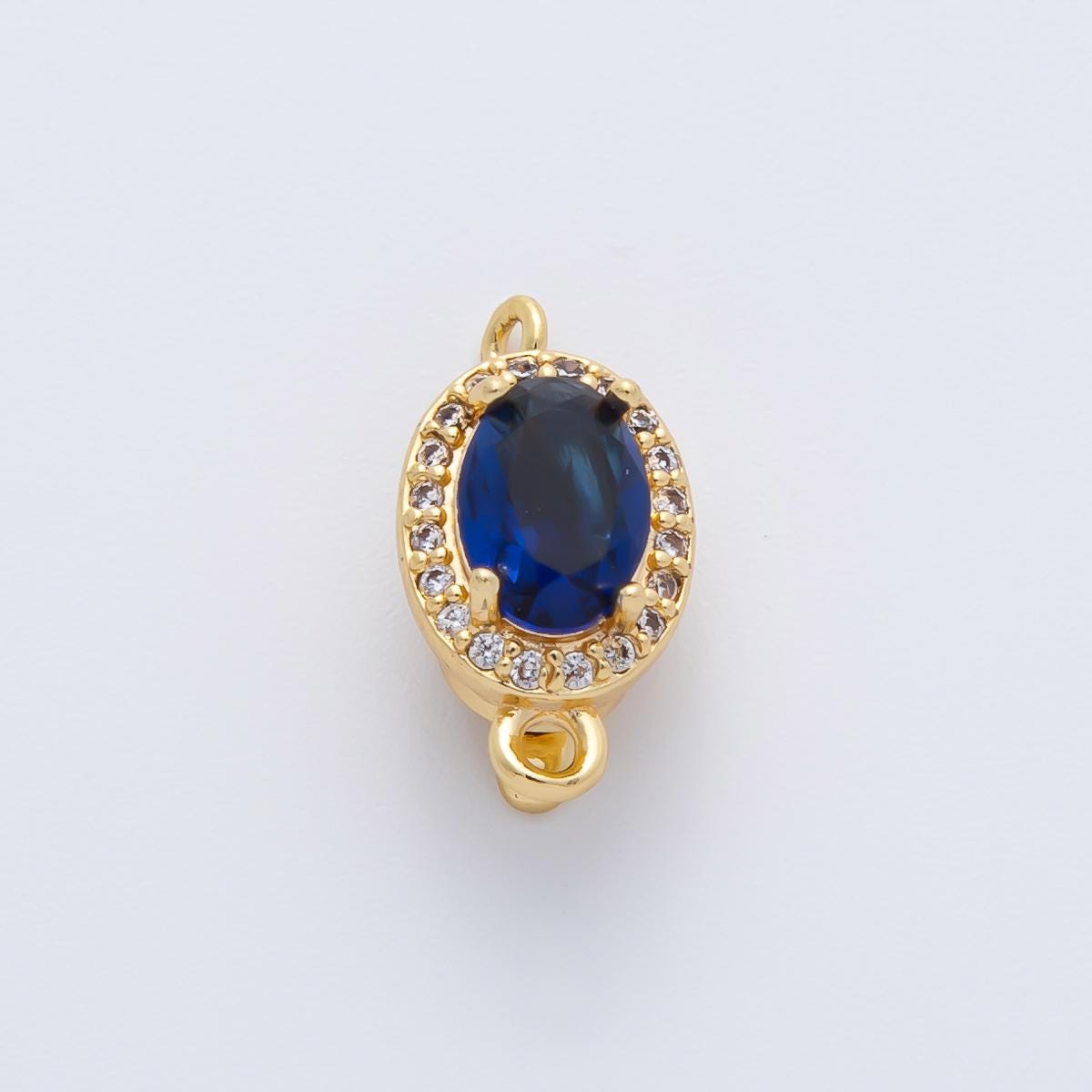 18K Gold Filled 15.8mm Royal Blue CZ Oval Box Clasps Closure Finding Necklace Clasp, Bracelet Clasp Jewelry Clasp Gemstone finish | Z1461