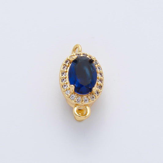 18K Gold Filled 15.8mm Royal Blue CZ Oval Box Clasps Closure Finding Necklace Clasp, Bracelet Clasp Jewelry Clasp Gemstone finish | Z1461