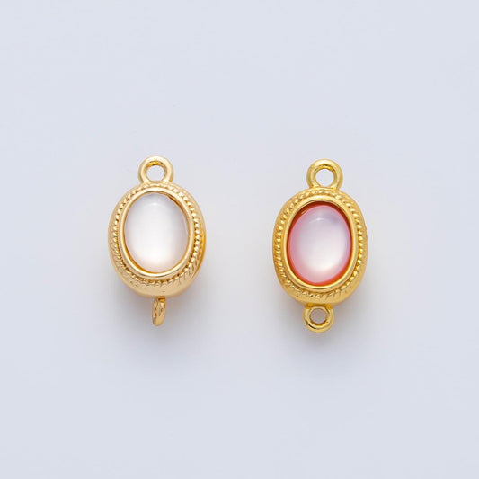 18K Gold Filled 15mm Red White Shell Pearl Oval Push In Clasp Closure Finding Jewelry Design Connector Chain Bag Necklace Bracelet | Z1465