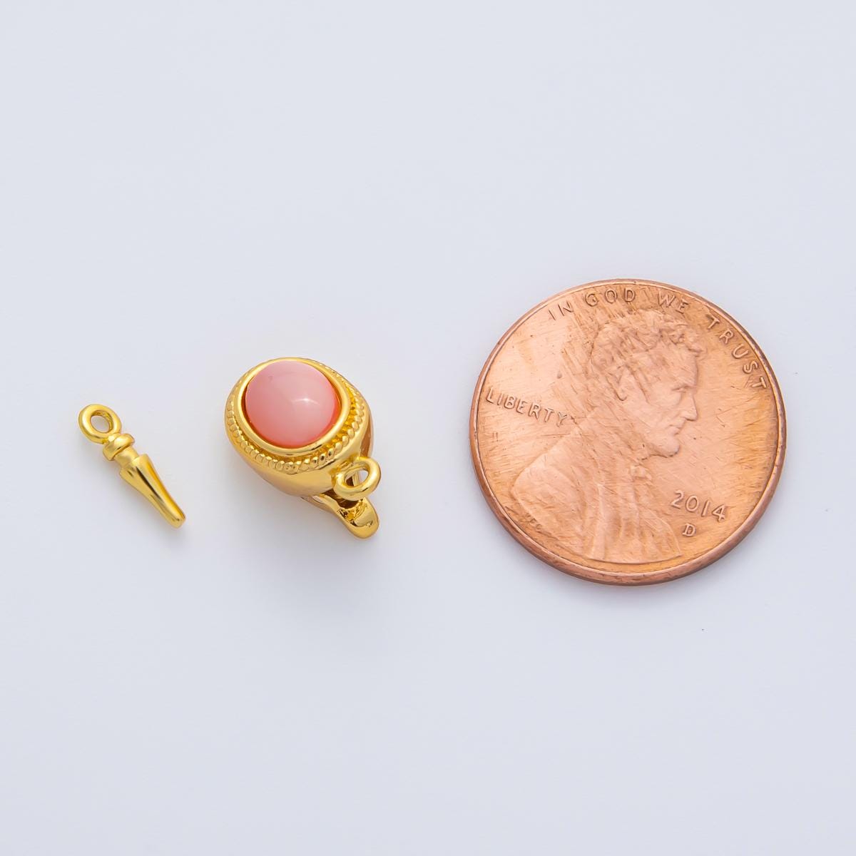 18K Gold Filled 15mm Red White Shell Pearl Oval Push In Clasp Closure Finding Jewelry Design Connector Chain Bag Necklace Bracelet | Z1465