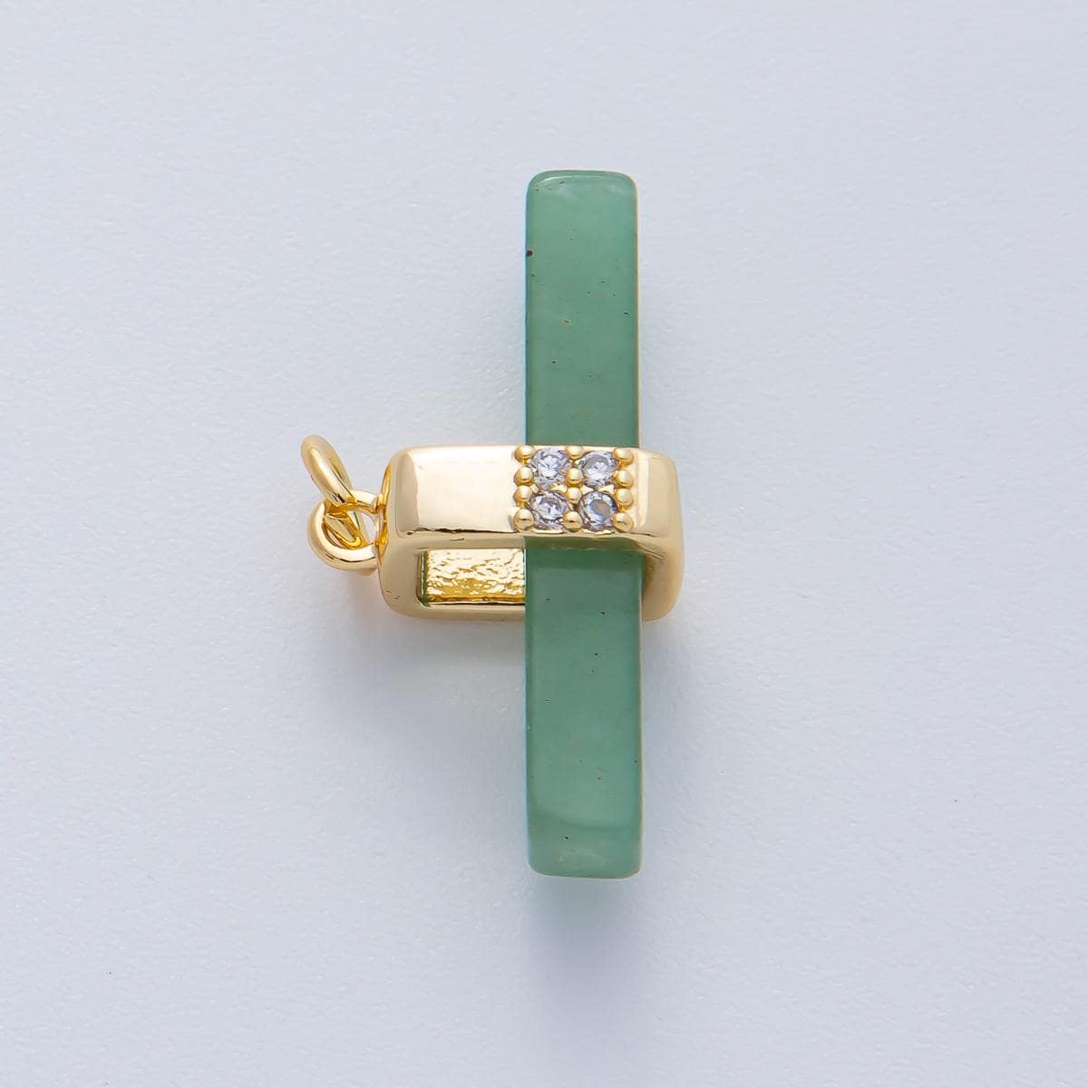 18K Gold Filled 26mm Agate, Aventurine, Rose Quartz, & Tiger Stone Natural Gemstone Bar Charm Bracelet Necklace DIY Jewelry Making | AF1457