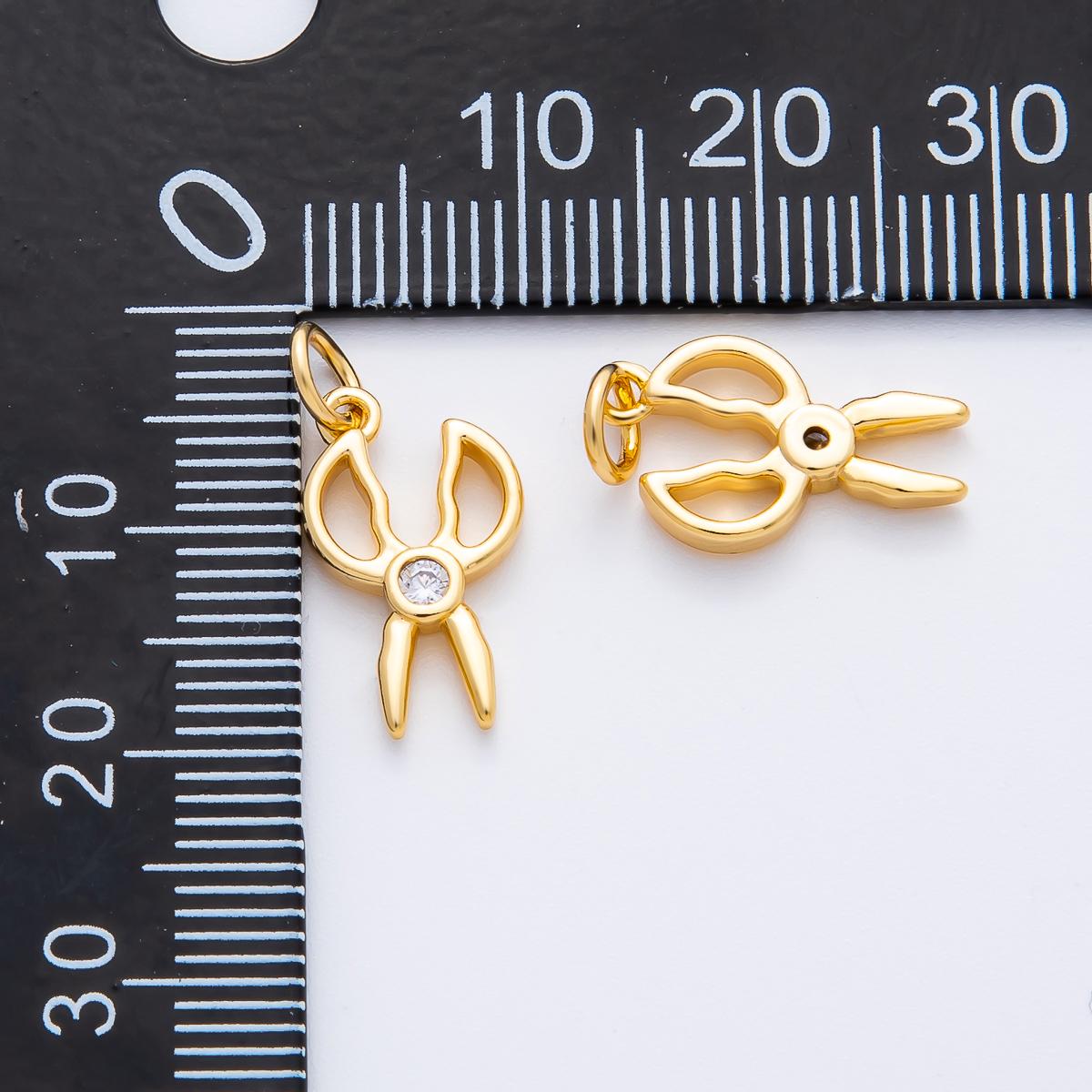 Mini 18k gold filled Scissors charm Dainty Stationary Tools pendant charm for necklace earring supply AF-1355