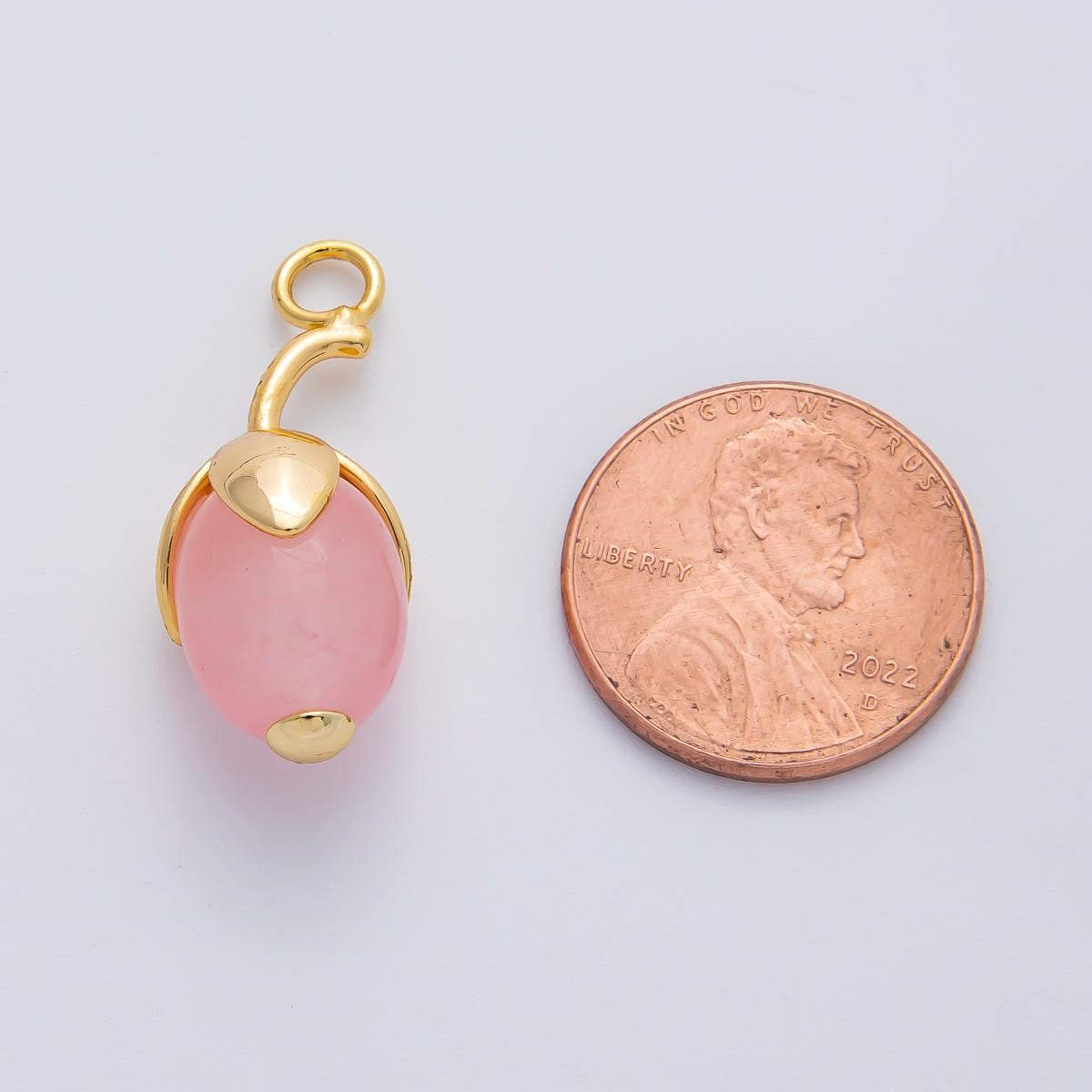 18K Gold Filled 27mm Aquamarine, Carnelian, Aventurine Natural Gemstone Fruit Drop Charm Healing Birthstone Necklace Bracelet | AF1441