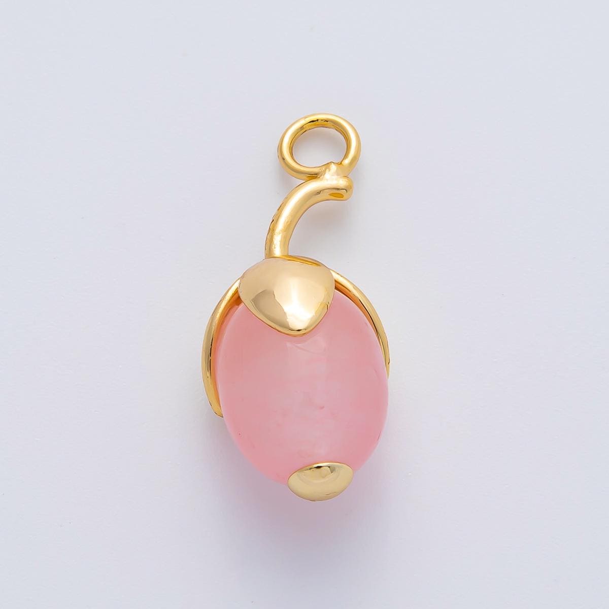 18K Gold Filled 27mm Aquamarine, Carnelian, Aventurine Natural Gemstone Fruit Drop Charm Healing Birthstone Necklace Bracelet | AF1441