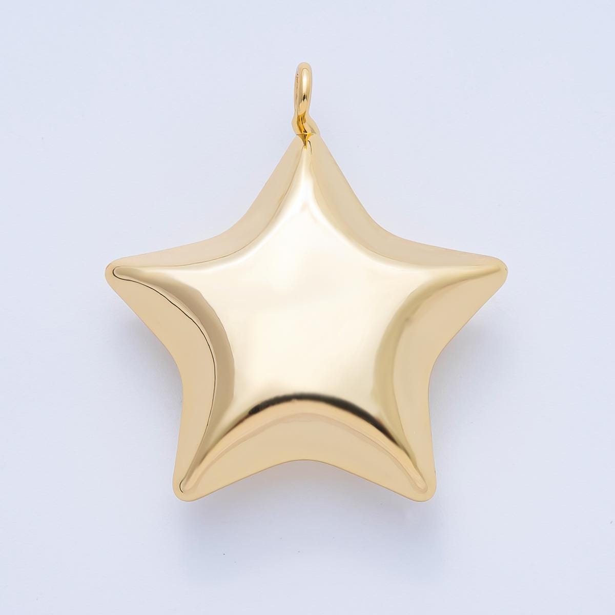 18K Gold Filled 34.6mm Curvy Twinkle Star Charm Bracelet Necklace for DIY Jewelry Making Supply Christmas Holiday Season Santa Star | AF1431