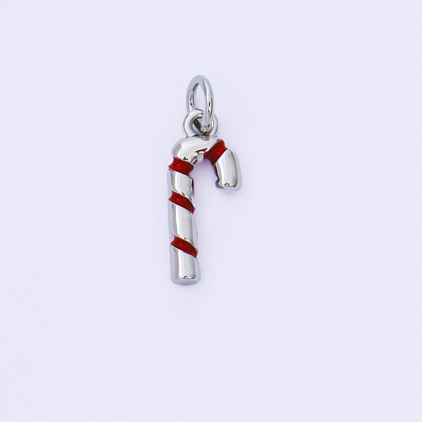 Dainty 18K Gold Filled Candy Cane Charm with Red Enamel, Christmas Holiday Pendant for DIY Earrings or Bracelet AF-1297