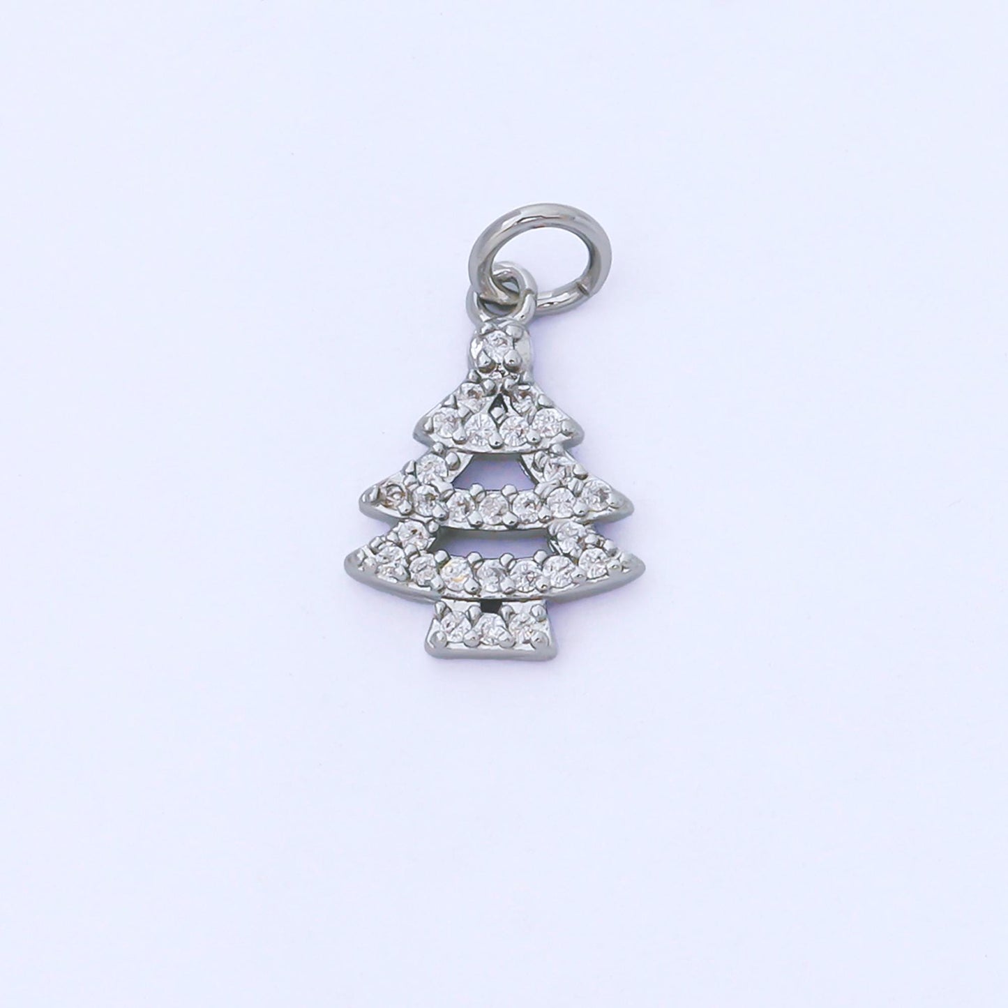 Dainty 18K Gold Filled Christmas Tree Charm with Clear CZ Christmas Holiday Pendant for DIY Earrings or Bracelet AF-1552