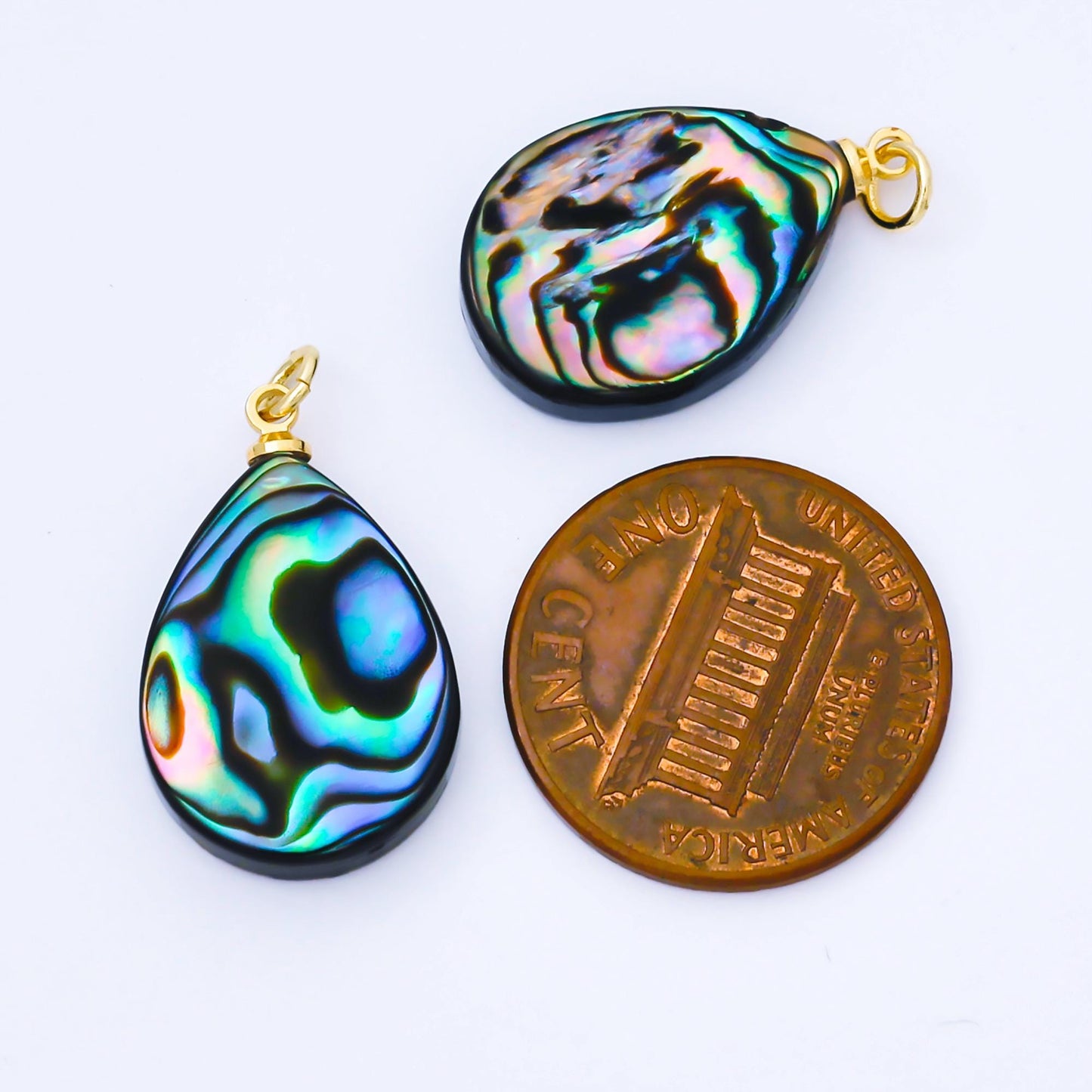 Dainty Abalone Tear Drop Charm Shell Pendant | AF-583
