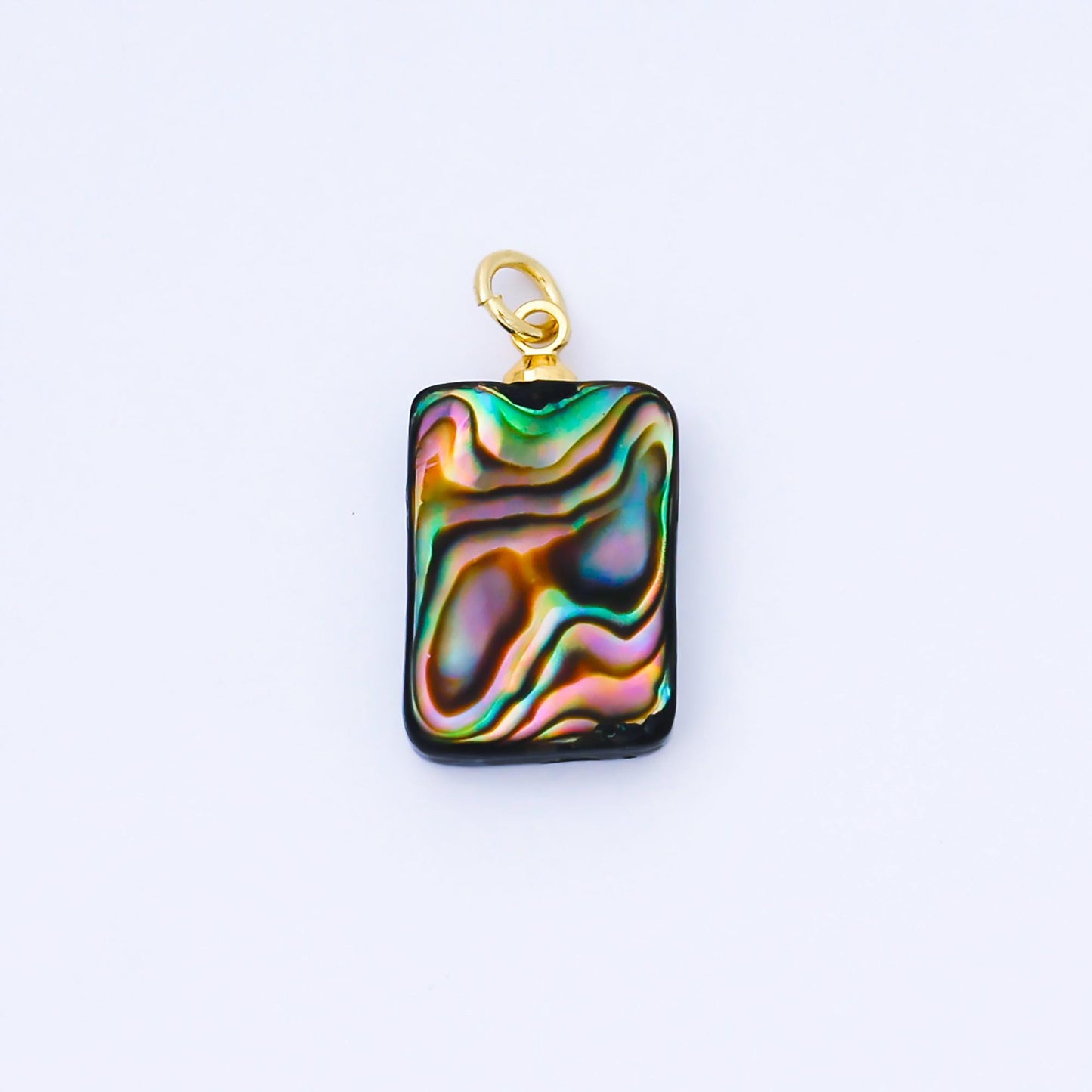 Dainty Abalone Rectangle Tag Drop Charm Shell Pendant | AF-584
