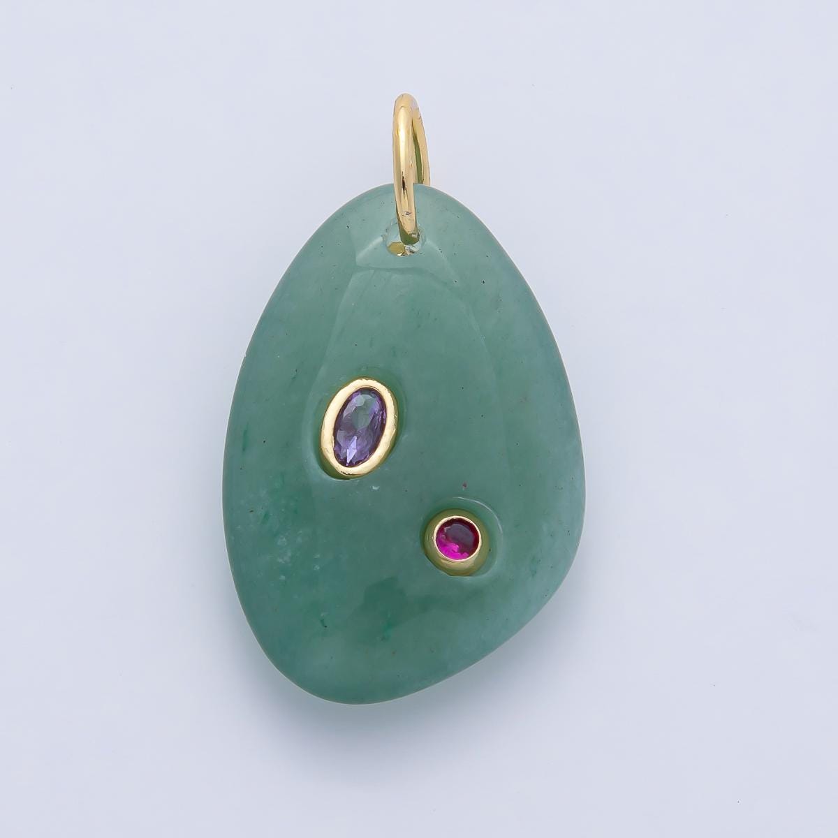 18K Gold Filled Natural Stone Pendant Geometric Oval Charm Bracelet Necklace for DIY Jewelry Making Supply Birthstone Jewelry AF-1487