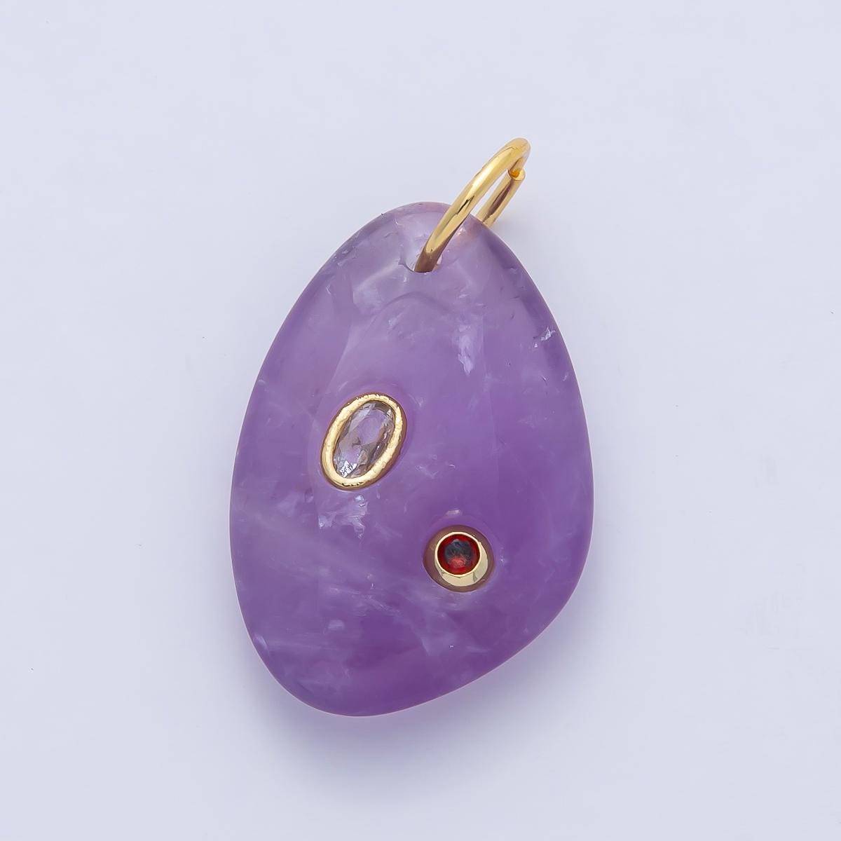 18K Gold Filled Natural Stone Pendant Geometric Oval Charm Bracelet Necklace for DIY Jewelry Making Supply Birthstone Jewelry AF-1487