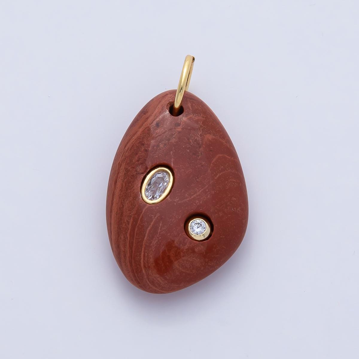 18K Gold Filled Natural Stone Pendant Geometric Oval Charm Bracelet Necklace for DIY Jewelry Making Supply Birthstone Jewelry AF-1487
