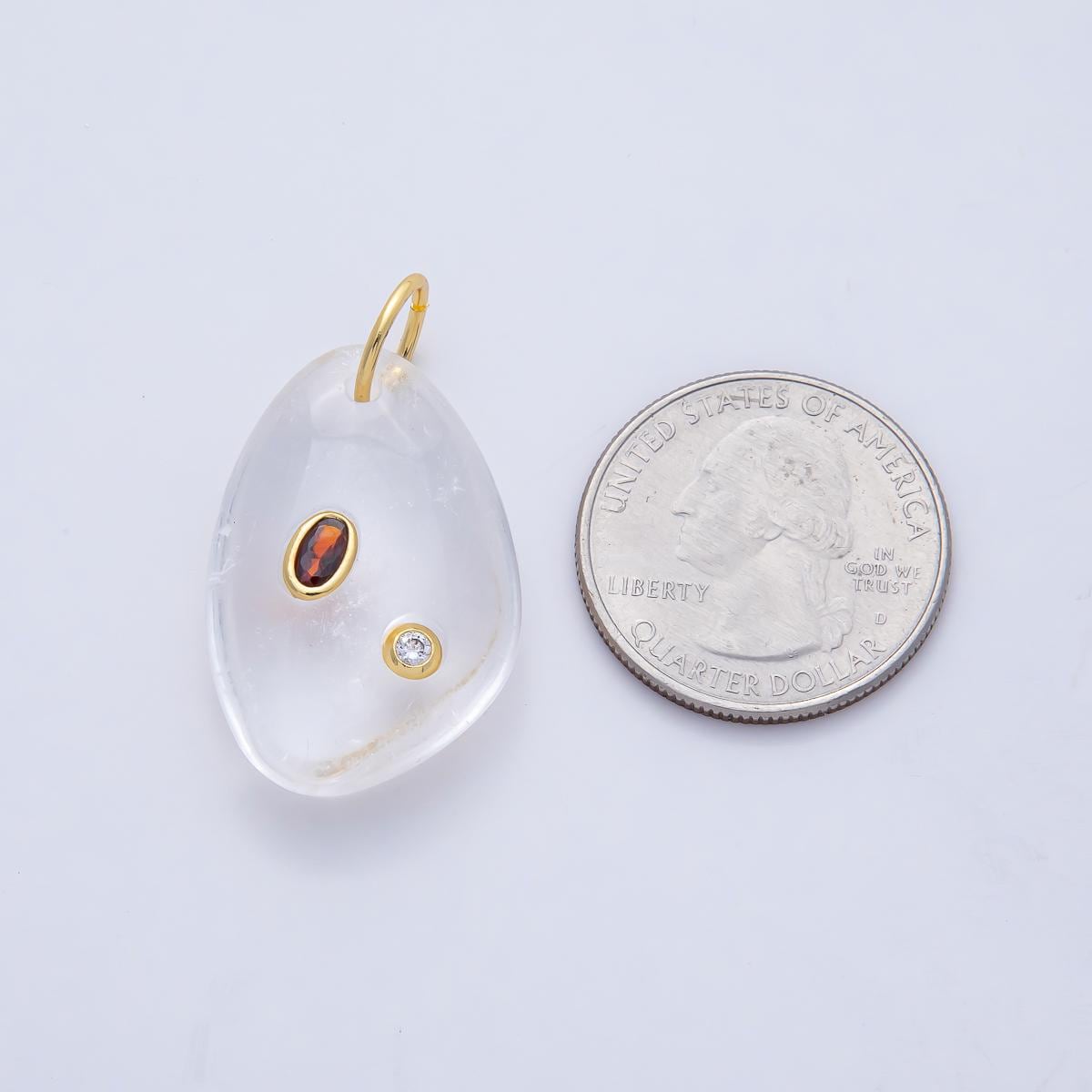 18K Gold Filled Natural Stone Pendant Geometric Oval Charm Bracelet Necklace for DIY Jewelry Making Supply Birthstone Jewelry AF-1487