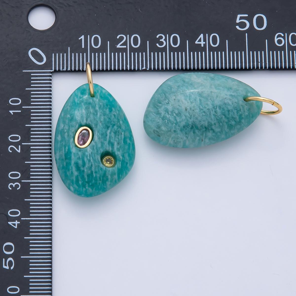 18K Gold Filled Natural Stone Pendant Geometric Oval Charm Bracelet Necklace for DIY Jewelry Making Supply Birthstone Jewelry AF-1487