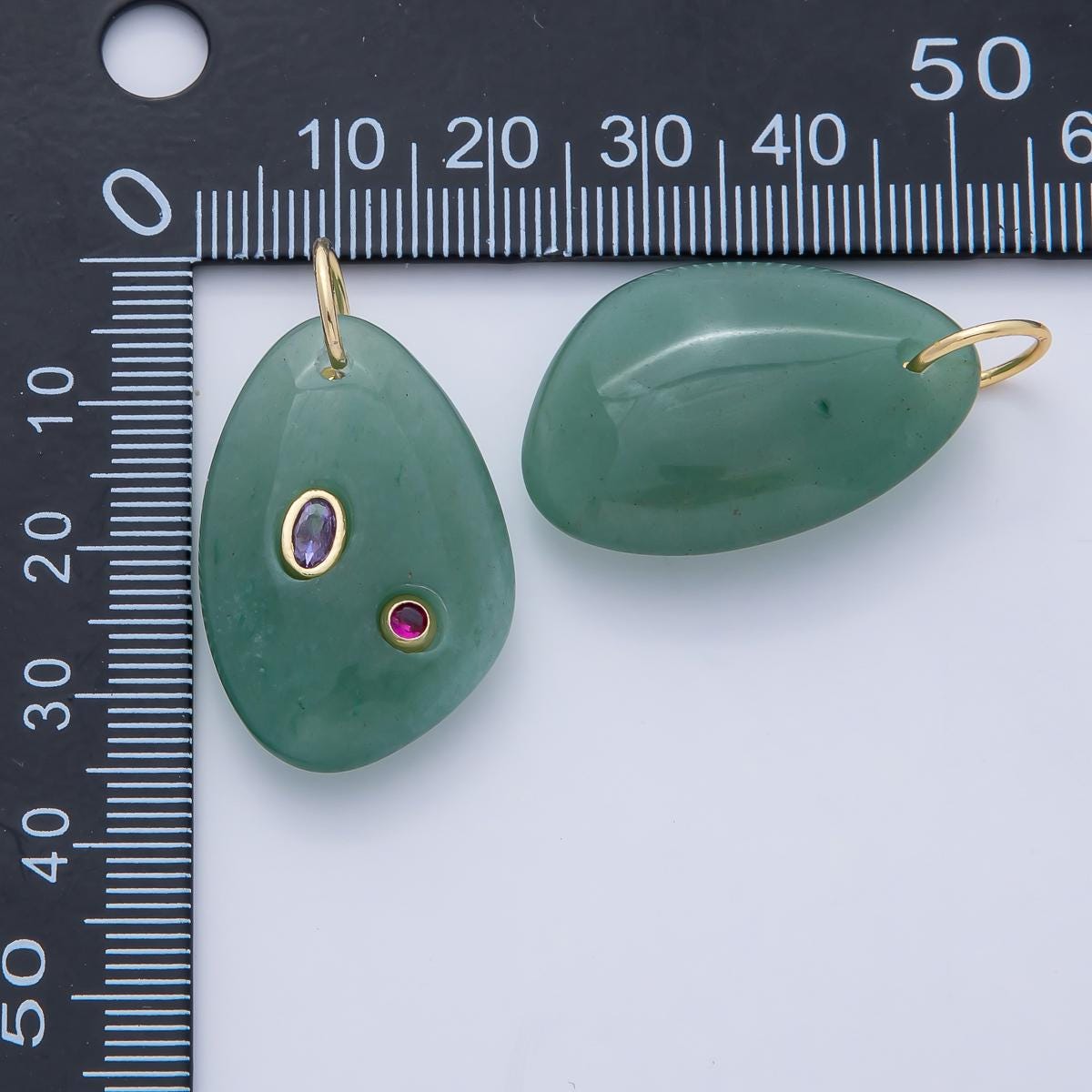 18K Gold Filled Natural Stone Pendant Geometric Oval Charm Bracelet Necklace for DIY Jewelry Making Supply Birthstone Jewelry AF-1487